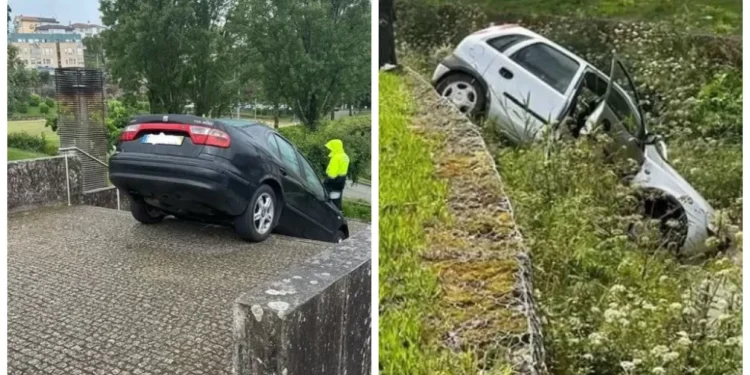Numa só manhã, carros acabaram em sítios incomuns em Cabeceiras de Basto