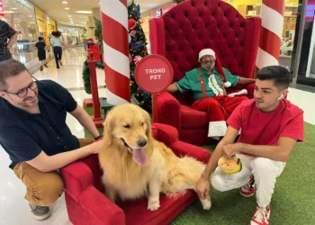 Pets ganham trono para tirar foto com Papai Noel