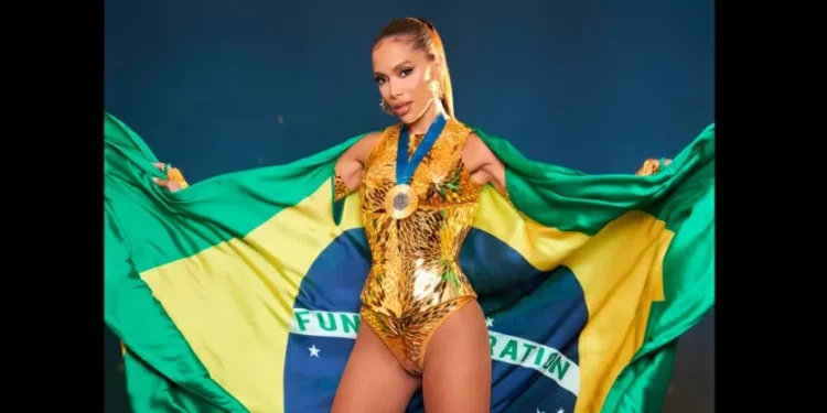 O look de Anitta em homenagem à ginasta Rebeca Andrade