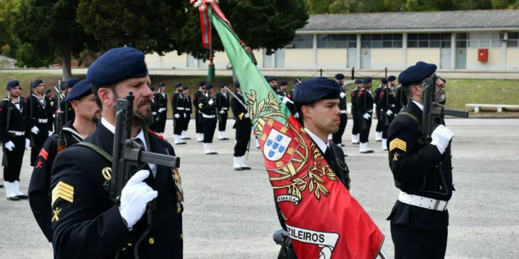 Estandarte do Corpo de Fuzileiros condecorado por Marinha do Brasil. Veja