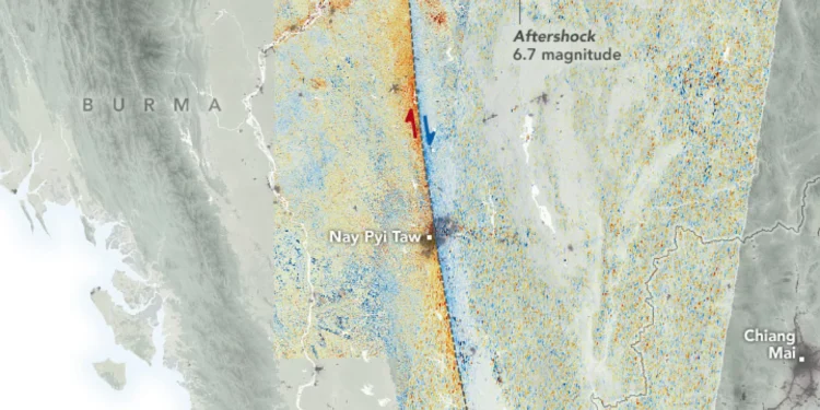 Terramoto em Myanmar deslocou solo mais de seis metros, mostra a NASA